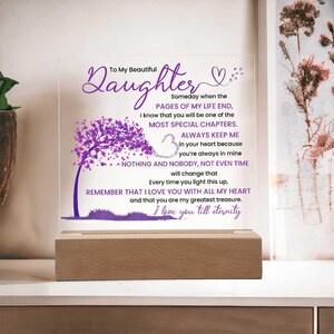Night light Keepsake Gift for Daughter Eternity Plaque lamp Graduation Gift For Daughter, Gift From Mom, Gift From Dad, Birthday Gift Purple