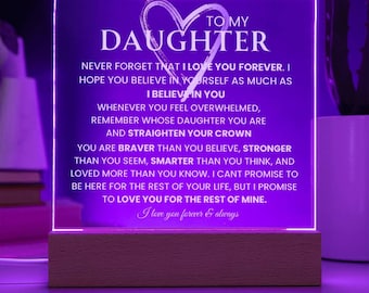 To My Daughter Gift- &quot;Never Forget That I Love You&quot;| Keepsake with Nightlight LED option| Nightlight| Daughter Christmas Gift| Gift for Her