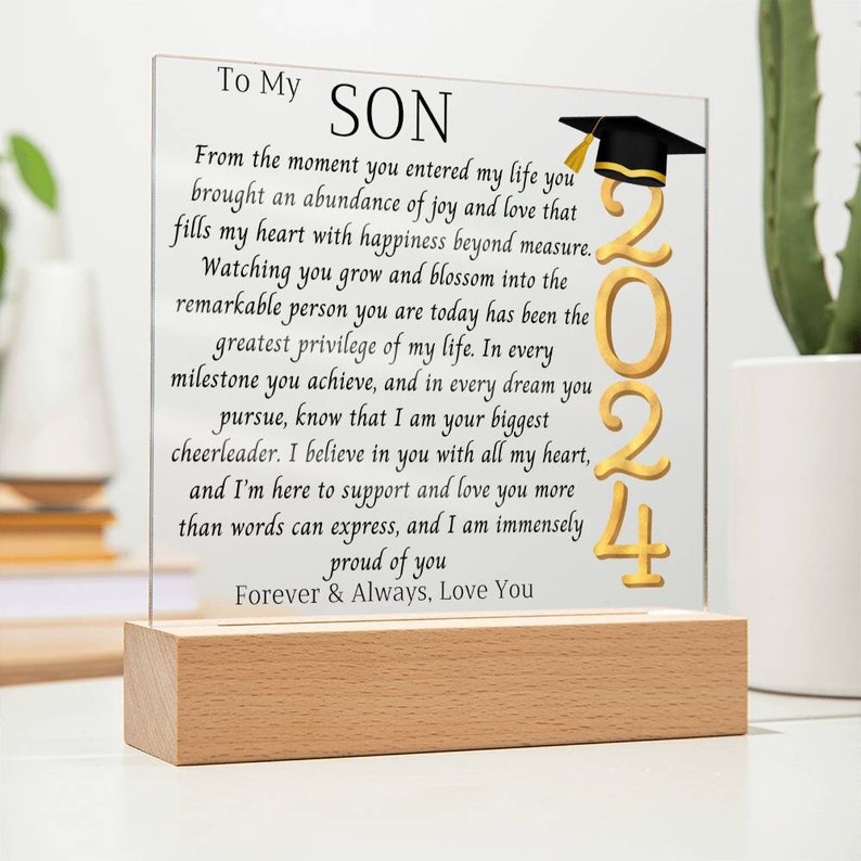 Son Graduation Giftso Proud of You Acrylic Plaque Promotion Gift Gift for Son Grad Son Gift