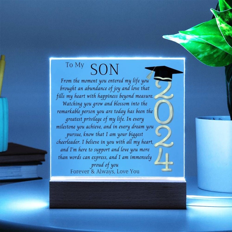 Son Graduation Giftso Proud of You Acrylic Plaque Promotion Gift Gift for Son Grad Son Gift