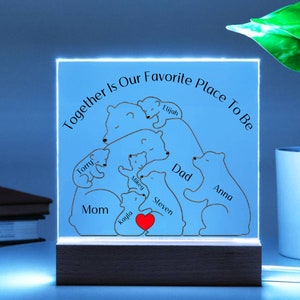 Bear Family Custom Acrylic Plaque, Family Name Puzzle,Family Keepsake Gift, Gift for Parents, Animal Family,Family Home Decor, Up to 9 Names