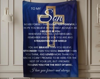 Son Gift Cross Blanket Never Forget I Love You Keepsake For Him Son Christmas Gift Fluffy Blanket Son Birthday Promotion Gift Grad Gift Blue