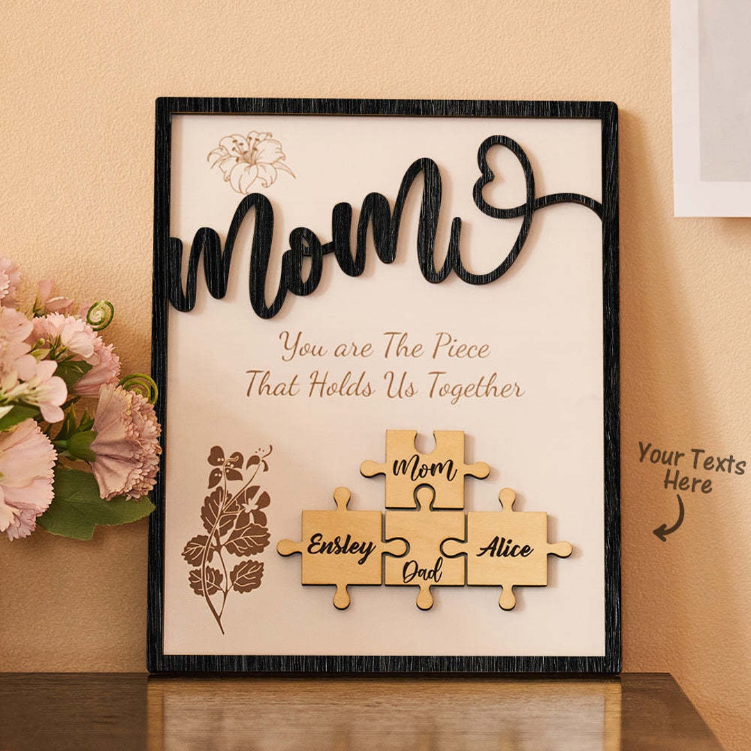 Mom Gift, Custom Name Wooden Puzzle Gifts for Mother's Day. Mom ...