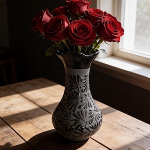 Black Talavera Flower Vase