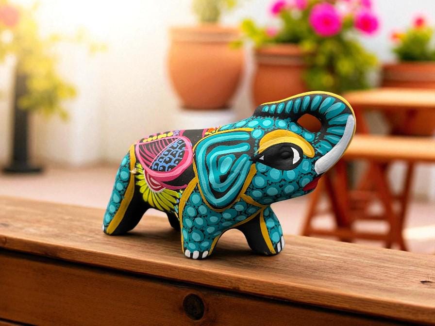 Handmade Elephant Alebrije - Clay Sculpture - Mexican Folk Art - Etsy