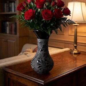 Black Talavera Flower Vase