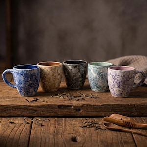 Marbled Ceramic Large Mug 17 oz - Handmade Mexican Pottery Coffee Cup |