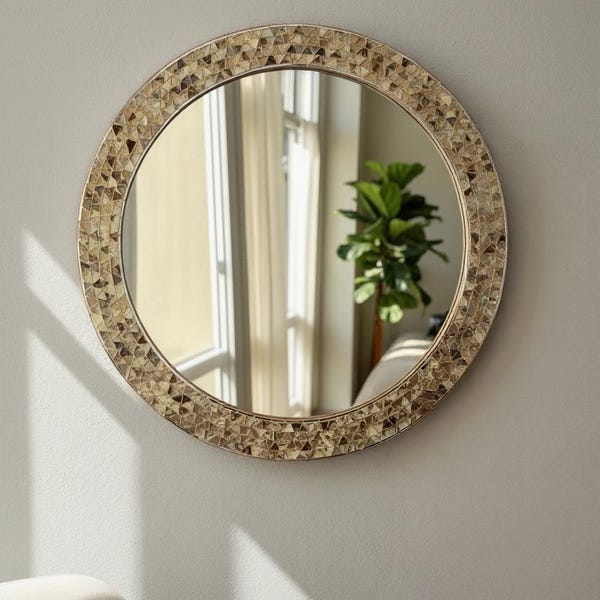 Handmade Gold/Brown Mosaic Mirror - Decoration - Vanity Mirror - Living room - Bedroom