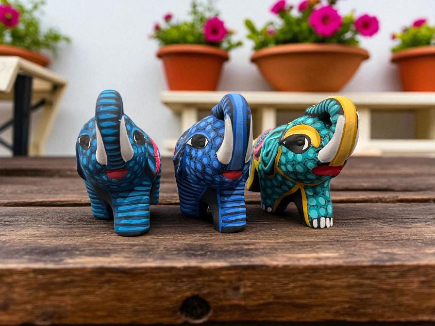 Handmade Elephant Alebrije - Clay Sculpture - Mexican Folk Art - Etsy