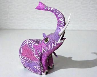 Wood carved Elephant Alebrije - Handmade -Mexican Folk Art -