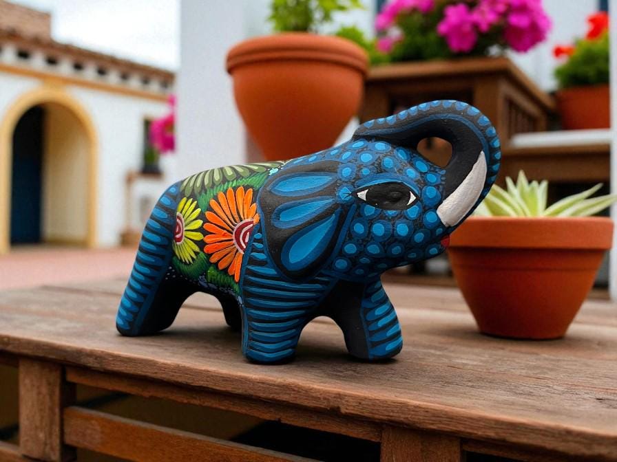 Handmade Elephant Alebrije - Clay Sculpture - Mexican Folk Art - Etsy