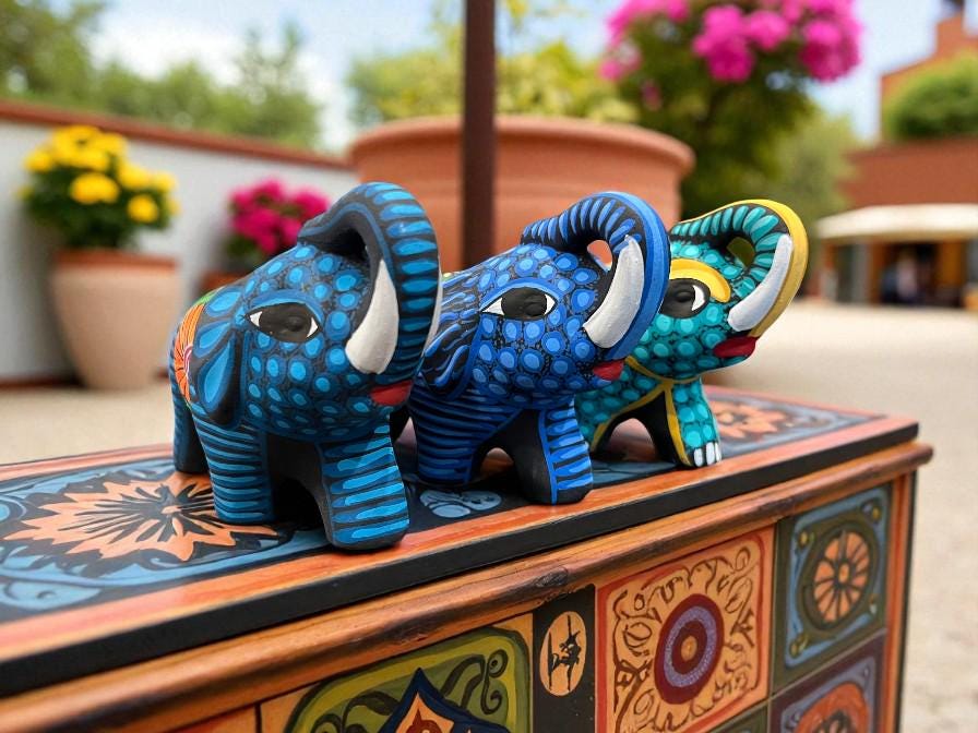 Handmade Elephant Alebrije - Clay Sculpture - Mexican Folk Art - Etsy