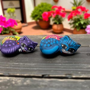 Artisan Handpainted  Mini Cat Alebrije | Clay |  Unique Mexican Folk Art Decor