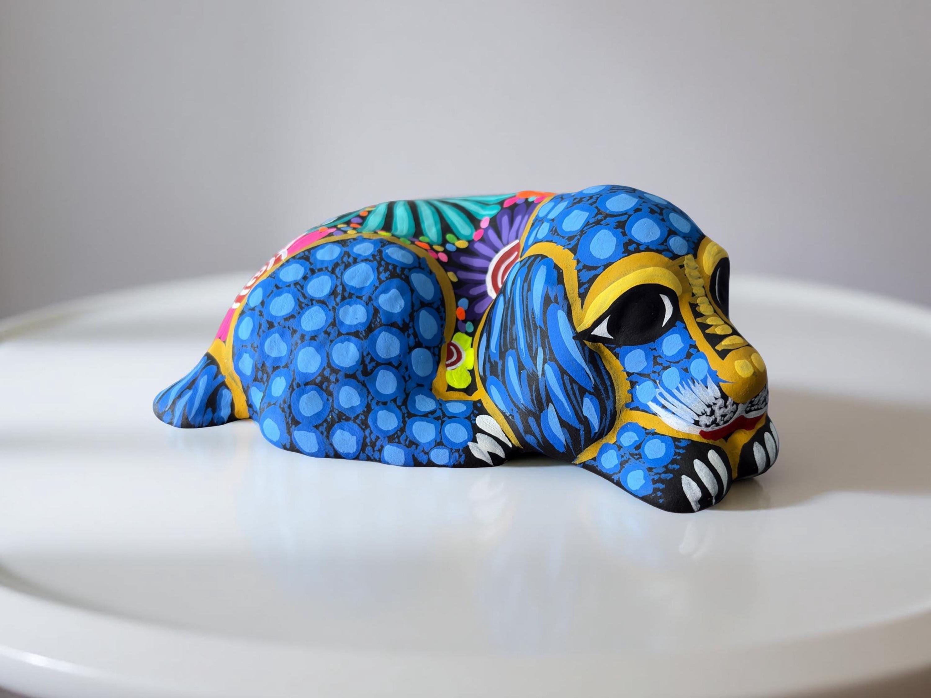 ノ*ブ様 Paula McArdle シルクスクリーン　Dog and Bone Hand-painted Dog Alebrije / Clay / Mexican Folk Art - Handmade