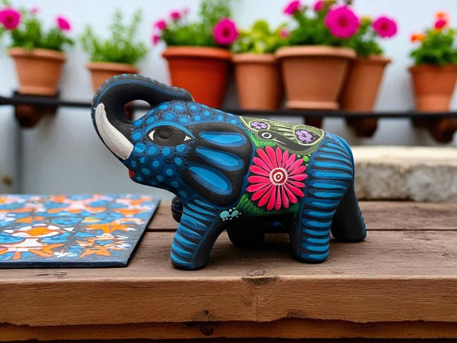 Handmade Elephant Alebrije - Clay Sculpture - Mexican Folk Art - Etsy