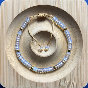 Opal Minimalist Bracelet | Natural 4MM Gemstone Tube Beads | Adjustable Dainty Crystal Bracelet | Tiny Opal Bead Jewelry | Best Gift For Her