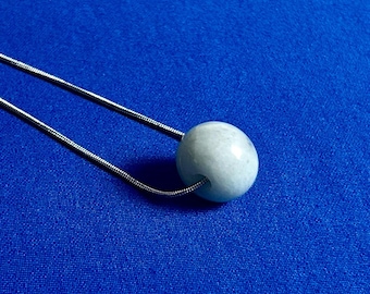 Natural Jade Bead Pendant Necklace: Minimalist Green Jadeite Jewelry