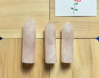 Natural Rose Quartz Tower: Pink Crystal Obelisk Wand (3-3.5 inch)