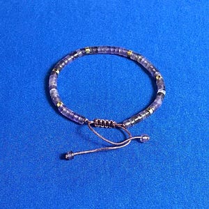 Amethyst Tube Bead Bracelet: Adjustable Gemstone Crystal Bracelet