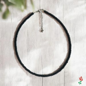 Black Obsidian Choker Necklace – Dainty Abacus Bead Layering Necklace, Minimalist Crystal Jewelry Gift for Her