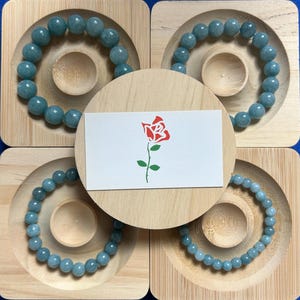 Aquamarine Bracelet: 6-12 mm Round Crystals Spiritual Healing Bracelet - Mother&#39;s Day Gift, gift for him