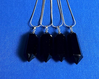 Obsidian Hexagonal Pendant: Raw Energy Stone Necklace for Protection