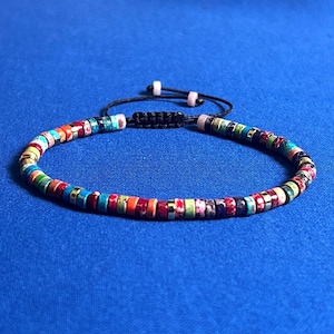 Imperial Jasper Bracelet: Minimalist Gemstone Tube Bead Jewelry