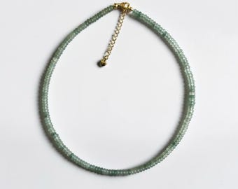 Colar gargantilha de aventurina verde, gargantilha com contas, colar delicado, colar com pedra preciosa, colar de cristal, colar minimalista, presente de pedra de nascimento