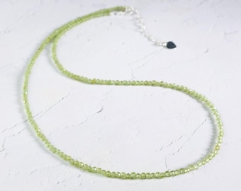 Handmade Peridot Choker: Faceted Gemstone Bead Necklace