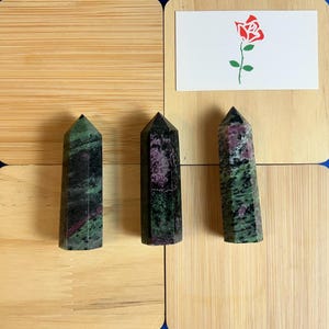 Natural Ruby Zoisite Tower: Crystal Obelisk Wand (3-3.5 inch)