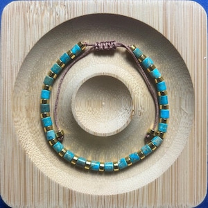 Blue Imperial Jasper Spacer Bead Bracelet Natural 6MM Stone Beads Handmade Adjustable Bracelet Minimalist Boho Jewelry Best Gift for Her