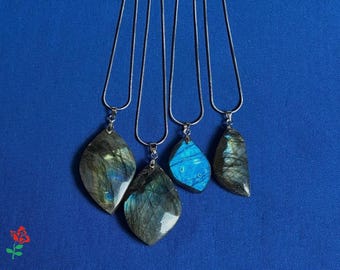 Raw Labradorite Pendant Necklace: Handmade Crystal Healing Jewelry