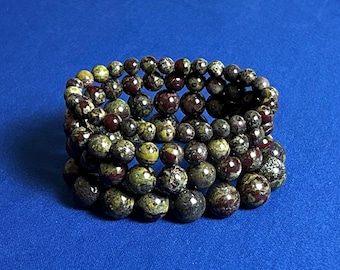 Dragon Bloodstone Bead Bracelet: Natural Gemstone Crystal for Strength