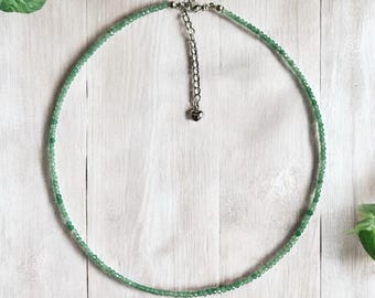 Green Aventurine Choker: Faceted Gemstone Crystal Healing Necklace