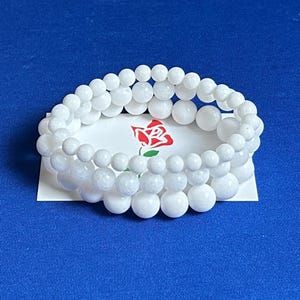 Porcelain Jasper Bead Bracelet | Natural Stone Jewelry 6mm 8mm 10mm | Handmade Stretch Bracelet | Unique Gift for Her or Him