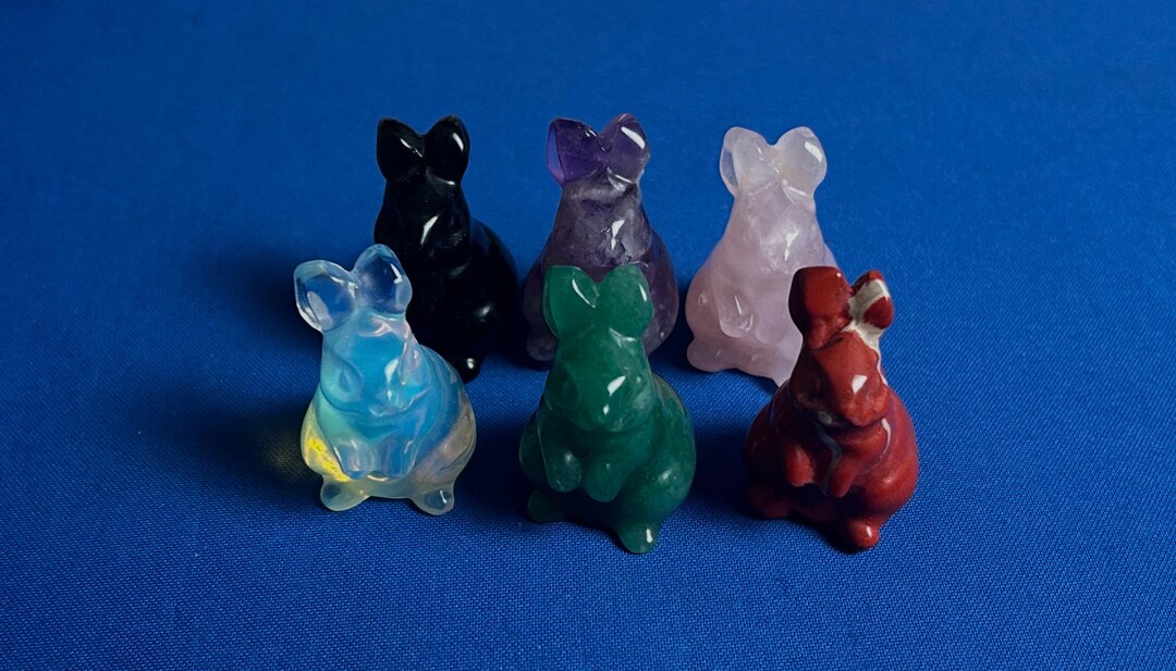 Hand-carved Gemstone Rabbit Figurine: Crystal Bunny Statue - Etsy