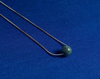 Burmese Jade Bead Necklace: Minimalist Stainless Steel Chain