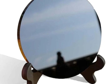 Miroir de divination personnalisé en obsidienne : plaque en cristal noir avec support