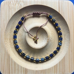 Royal Blue Imperial Jasper Spacer Bead Bracelet Natural 6MM Stone Beads Handmade Adjustable Bracelet Minimalist Boho Jewelry Best Gift