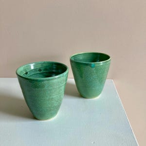 Pair of wheel thrown ceramic tumblers
