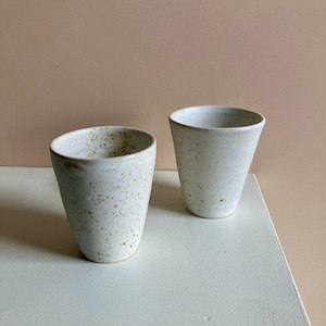 Pair of wheel thrown ceramic tumblers