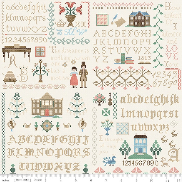 Pride and Prejudice Jane Austen At Home Meryton Sampler Multi Yardage C13786 by Riley Blake Designs