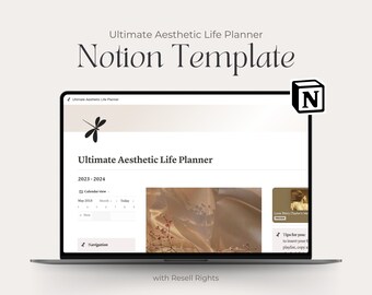 Ultimate Aesthetic Life Planner Notion Template wit Resell Rights, Notion Dashboard, Aesthetic Notion Planner, Notion Finance, PLR