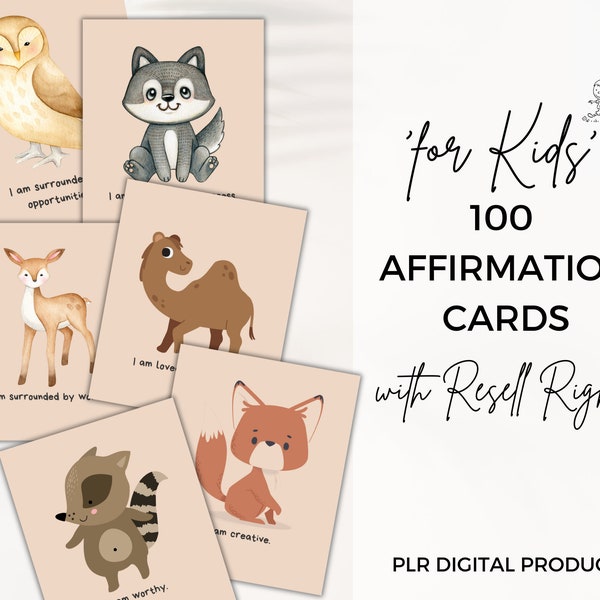 Affirmation Cards for Kids Canva Templates with Resell Rights, Done For You Product, PLR Digital Product, Sell On Etsy, Ready To Sell