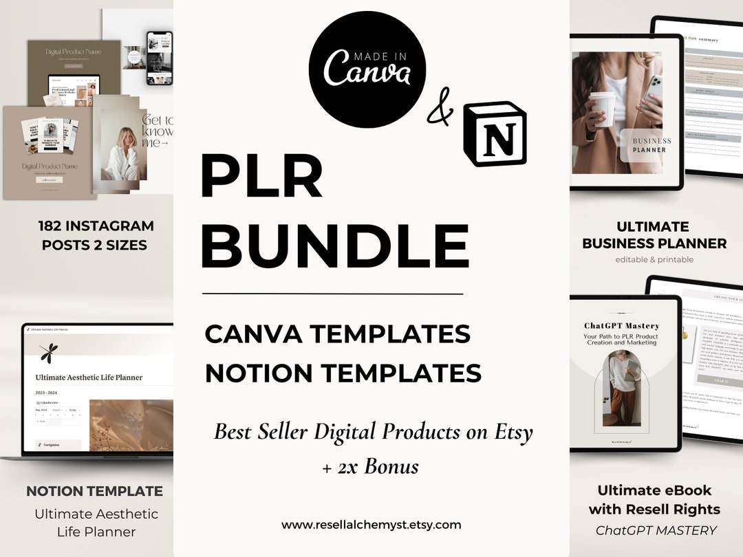 PLR Canva Template Bundle | Sell on Etsy | Resell Rights | PLR Bundle ...