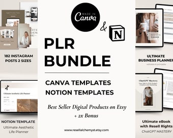 PLR Canva Template Bundle | Sell on Etsy | Resell Rights | PLR Bundle | PLR Instagram Bundle