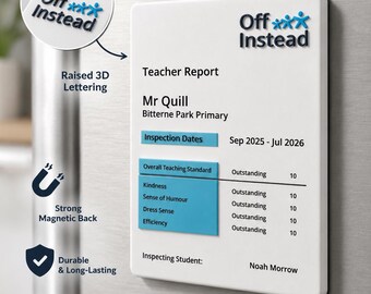 Personalised Teacher Report Fridge Magnet | 3D Effect UV Print, End Term Gift
