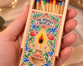 Personalised Wooden Matchbox, Custom Couples Keepsake, Wedding Anniversary Gift (Ash or Walnut)