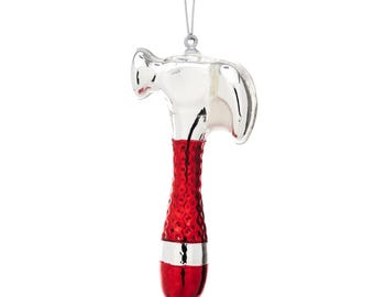 Red Hammer Glass Christmas Ornament – Tool Lover, DIY & Construction Holiday Decor