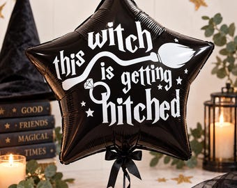 Witch Hen Party Balloon | Black Star Foil Balloon | Bride to Be Bachelorette Decor